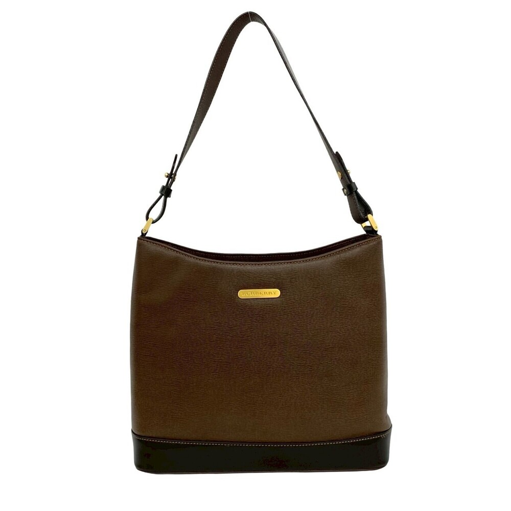 BURBERRY Vintage Logo Hardware Nova Check Shadow Horse Leather Semi One Shoul...